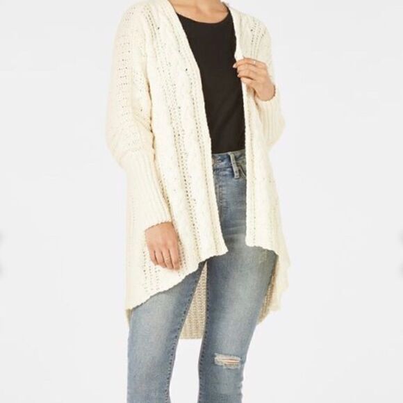 FLASH SALE 💕 Sweater Faux Fur Trim Cardi Small New! Cream White - Picture 2 of 4
